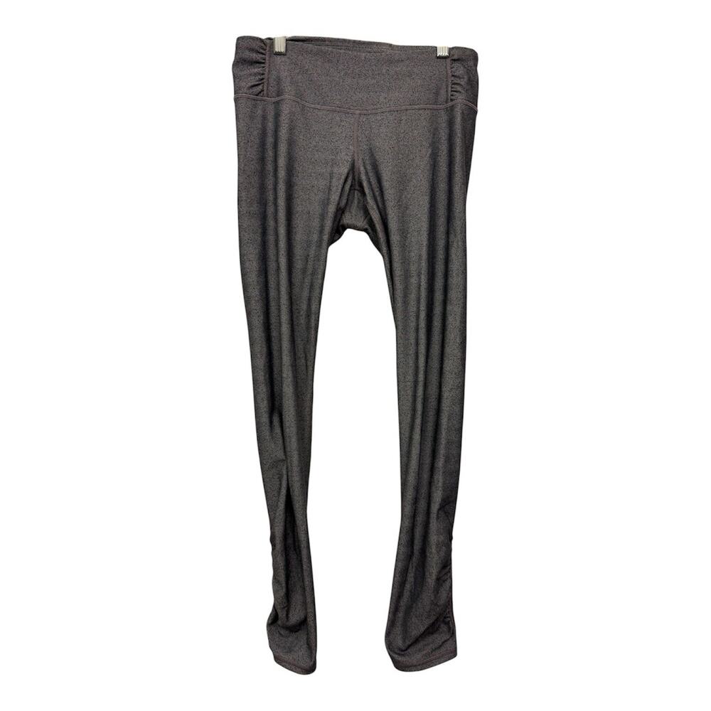 Athleta Grey Herringbone Yoga Leggings High-rise Ruching Detail Women's Size S